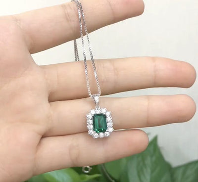 Emerald Cut Pendant Necklace - 925 Silver - My Store