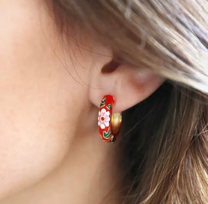 Floral Huggie Earrings