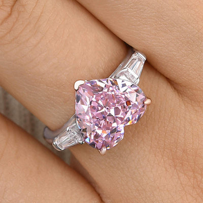 Bree - Pink Stone Heart Cut Sterling Silver Ring - My Store