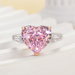 Bree - Pink Stone Heart Cut Sterling Silver Ring