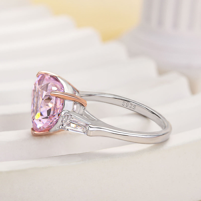 Bree - Pink Stone Heart Cut Sterling Silver Ring - My Store