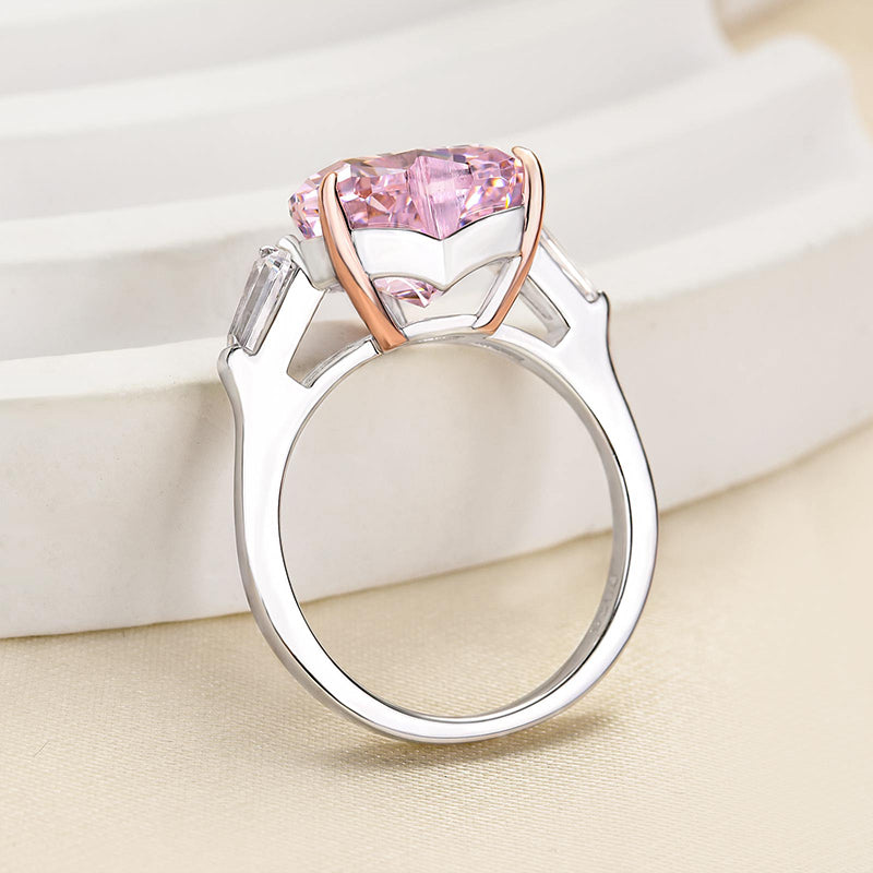 Bree - Pink Stone Heart Cut Sterling Silver Ring - My Store