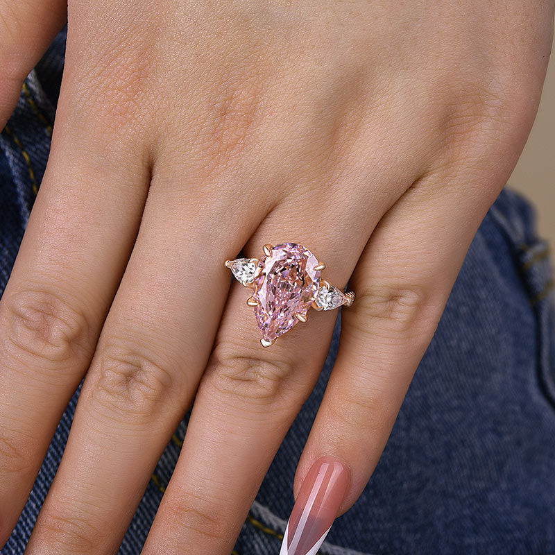 Bree - Pink Stone Heart Cut Sterling Silver Ring - My Store