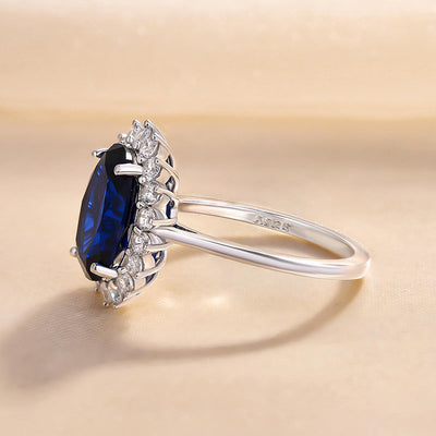 Elice - Oval Cut Blue Sapphire Ring In Sterling Silver - My Store