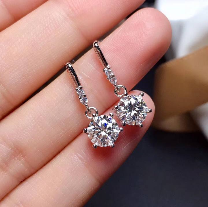 Moissanite Drop Earrings - 925 Silver - My Store